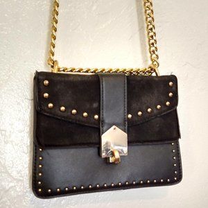 TOPSHOP Black Faux Leather Studded Crossbody Bag